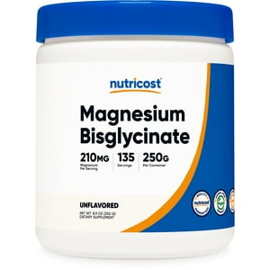 Bisglicinato De Magnesio En Polvo Nutricost 250 G Sin Sabor