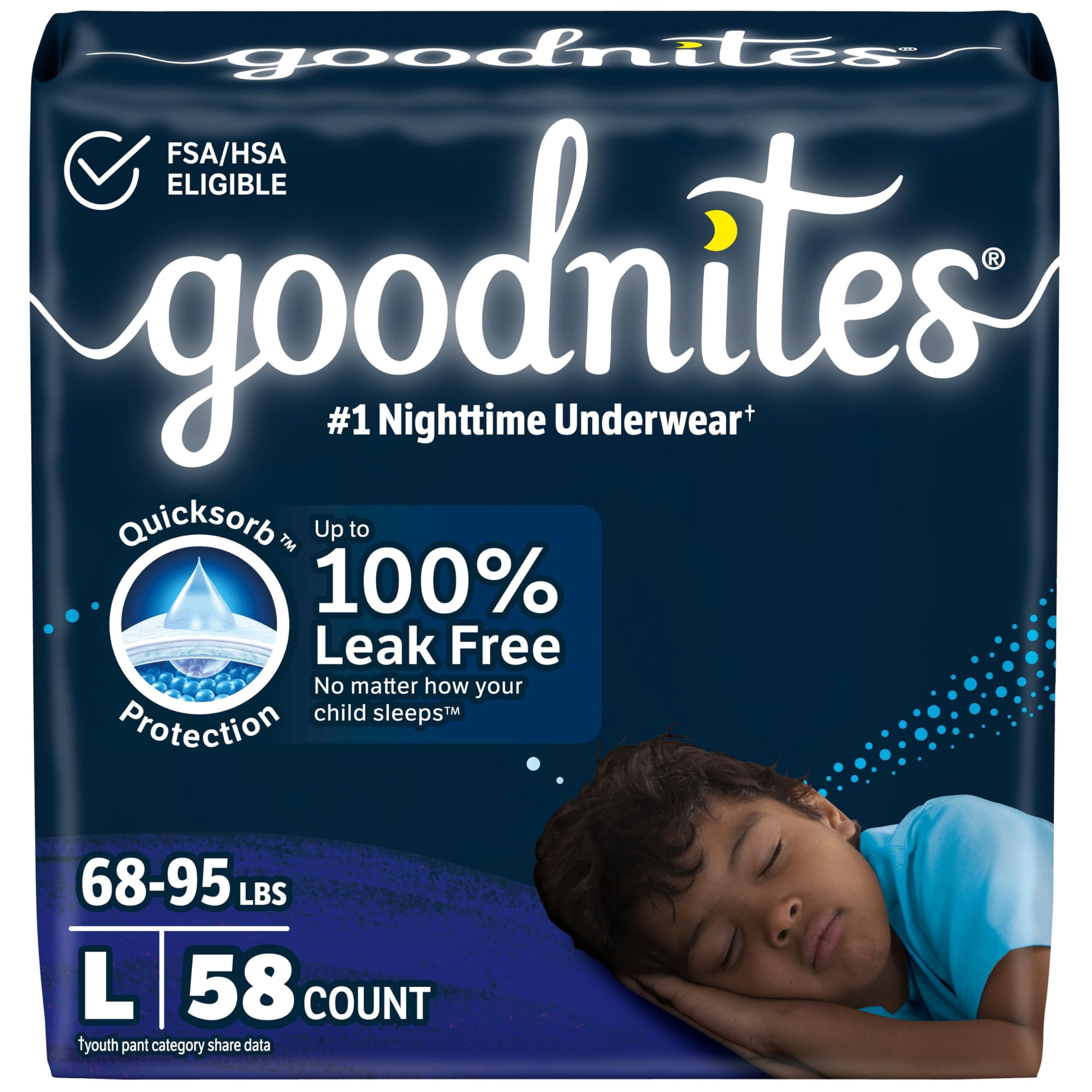 Ropa Interior Goodnites Para Mojar La Cama Por La Noche Para Niños, Talla L, 68 A 95 Libras
