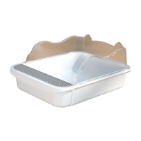 Magideal - Caja De Arena Para Gatos Para Gatos De Interior, Orinal Para Gatitos, Fácil De Limpiar, Contenedor De Arena Para Gatos, Bandeja De Arena Para Mascotas , Blanco, L