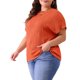 thumbnail image 4 of Agnes Orinda Blusas Casuales de Manga Corta con Cuello Redondo Texturizado para Mujer de Talla Grande 4X Naranja, 4 of 6
