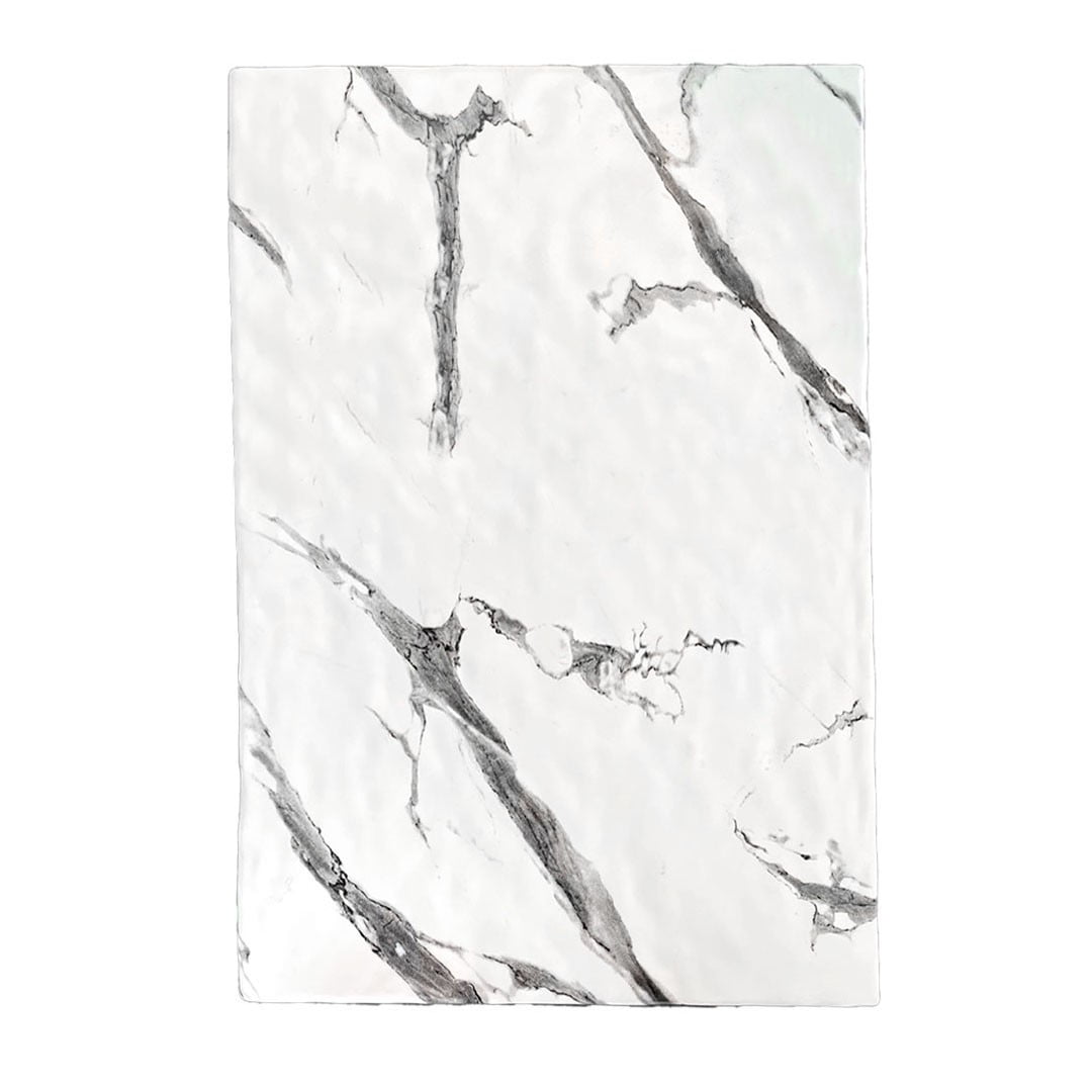 Imahe - Tabla Aperitivo Melamina Rectangular 53x32x1cm Marmol Blanco