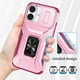 thumbnail image 4 of Funda Armada para iPhone 16 con Tapa Deslizante y Soporte Magnético Giratorio Rosa, 4 of 5