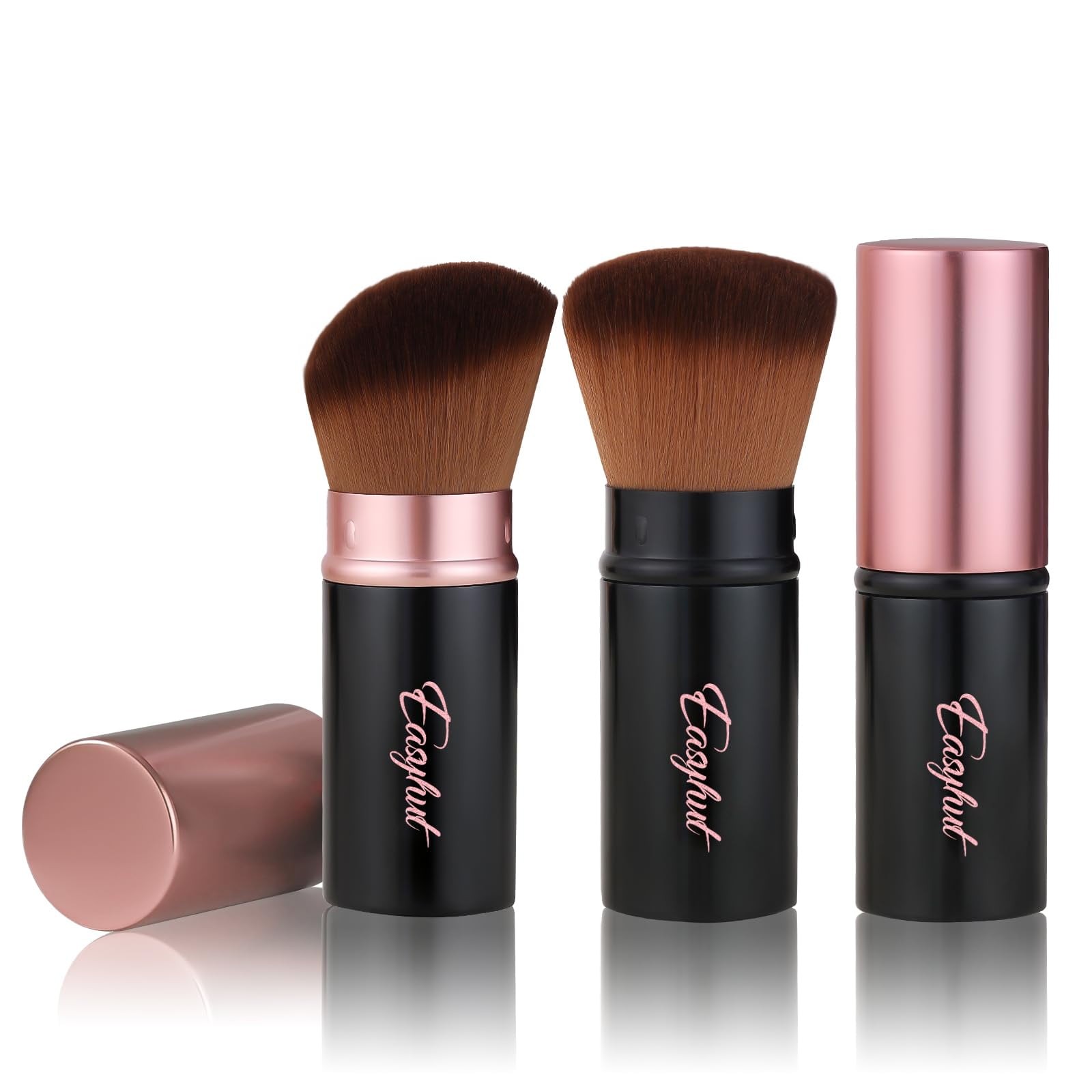 Set De Brochas De Maquillaje Easyhut Retractable Kabuki, 2 Unidades, Oro Rosa