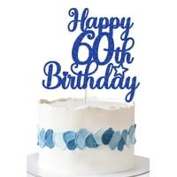 Adorno Para Pastel Decoburst Brillo Azul Feliz 60º Cumpleaños