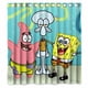 thumbnail image 1 of Cortina de ducha de Bob Esponja con dibujos animados, juego de cortinas de baño con ganchos, tamaño 66 x 72 pulgadas, 1 of 3