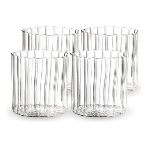 Santú Home & Deco - Set 4 Vasos Vidrio Vertical Chic 350Ml