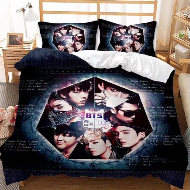 Bedroom BTS Duvet Cover Quilt Cover Girls Bedding Sets Pillowcase 3-Piece Bedding Set (1 Duvet Cover + 2 Pillow Shams)