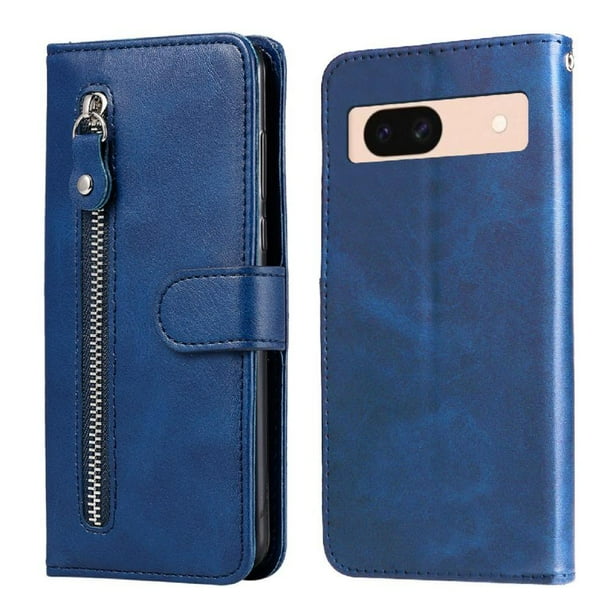 Funda con Cremallera para Google Pixel 8A, Carcasa Cartera de Cuero PU con Soporte y Tarjetero