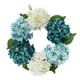 thumbnail image 5 of Anillo de guirnalda de flores falsas de hortensias de estilo europeo, guirnalda azul + blanco, 5 of 5