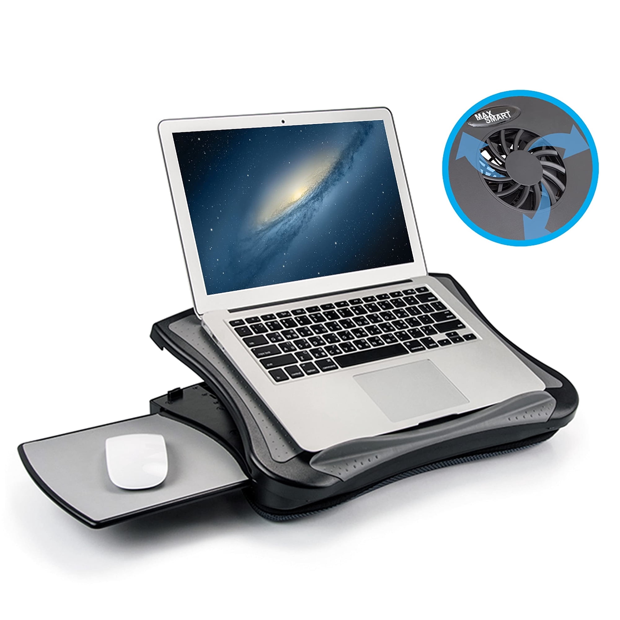 Base Para Portátil Lap Pad Max Smart Con Ventilador De Enfriamiento Usb Y Mouse Pad