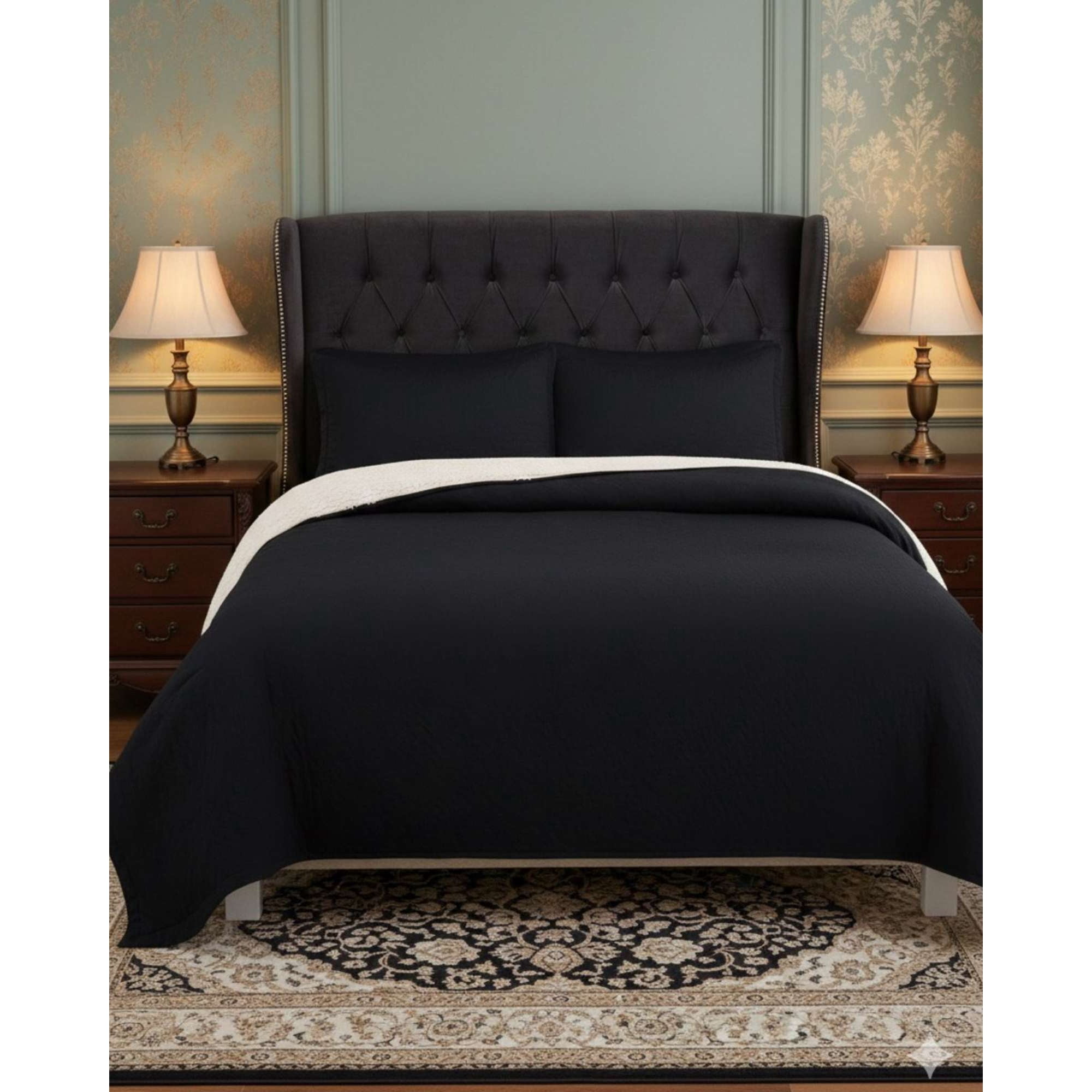 Myl Todo Hogar - Cobertor Colcha Quilt Sherpa Otoño Invierno 2 Plazas
