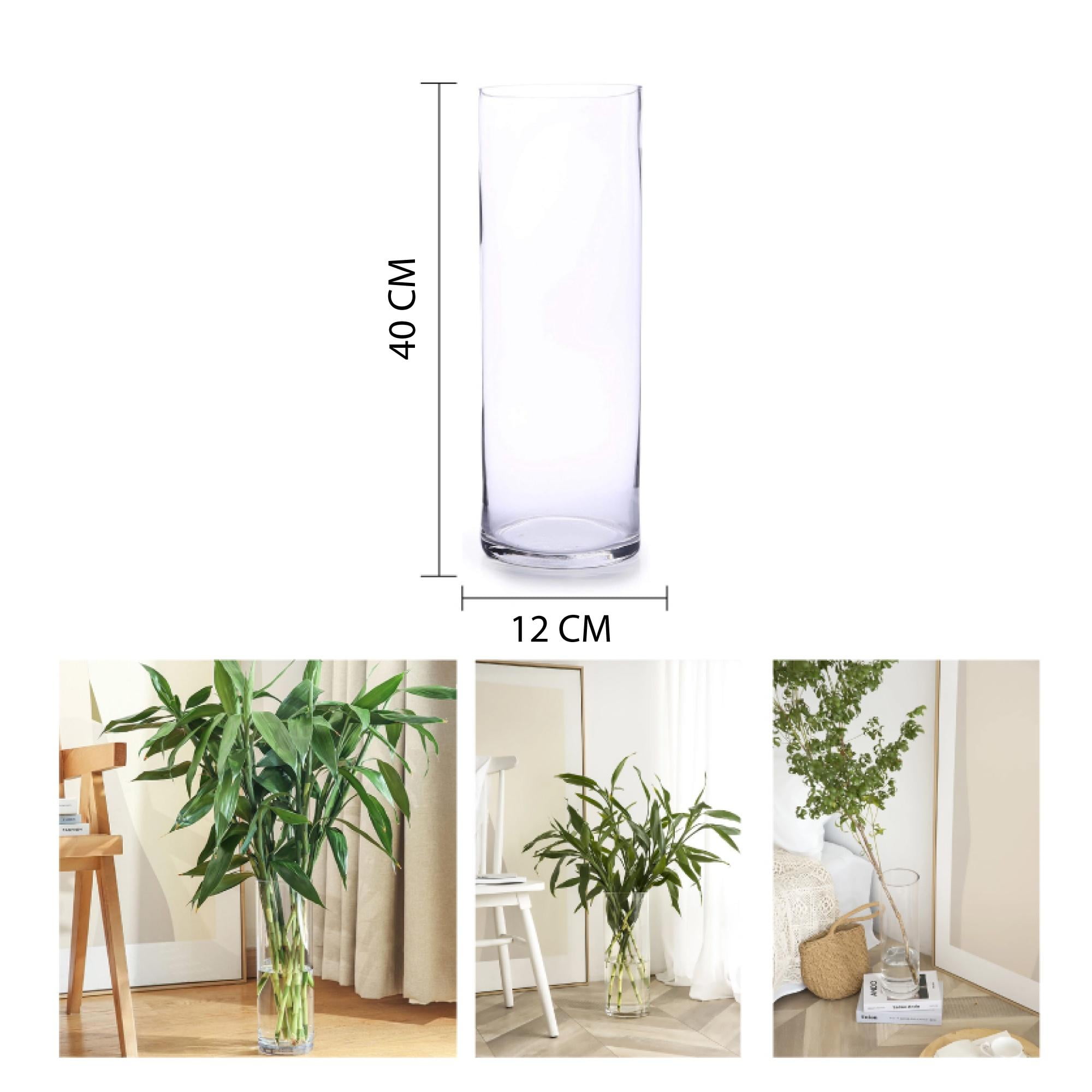 Xianzhu - Jarrón De Cristal Cilíndrico 40 X 12 Cm