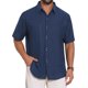 thumbnail image 1 of INSPIRE CHIC Camisa de Hombre de Manga Corta con Botones y Textura Sólida Casual Tejida L Azul Oscuro, 1 of 5