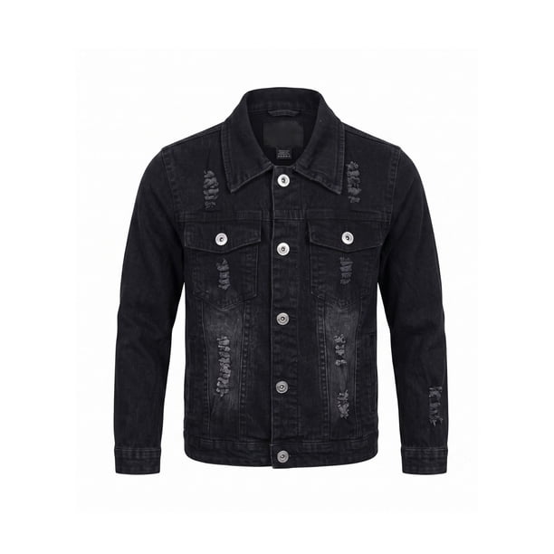 Chaqueta Mezclilla Niño Jean Desgastada Rotos Moda Urbana