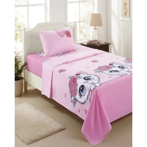 Casa Sol - Juego De Sabanas De Verano Gatita Niña Infantil Plaza Y Media Mas 1 Almohada