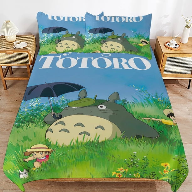 x423 My Neighbor Totoro Bed Duvet Cover Microfiber Bedding Sets 3D Printed Lightweight 3 Piece Comforter Sets, 1 Duvet Cover And 2 Pillow Shams for Kids Boys Girls 90"x90" jn423