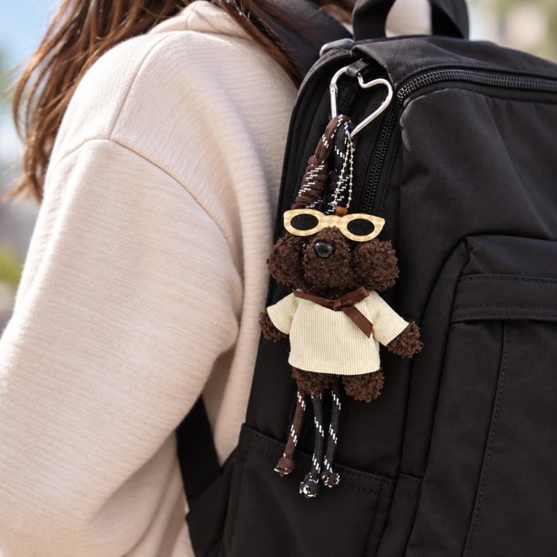 Llavero Charm Peluche Oso Panda Para Bolsos, Mochila Llaves negro Talla Única