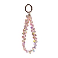 Magideal - Pulsera Con Llavero Y Cuentas, Correa Para La Muñeca, Decoración Para Bolso, Llavero De Cristal Elegante, Llavero Para Mujer, Estuche Para Auriculares Rosa Transparente