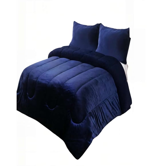 Plumon Chiporro De Invierno Premium 2 Plaza Color Azul