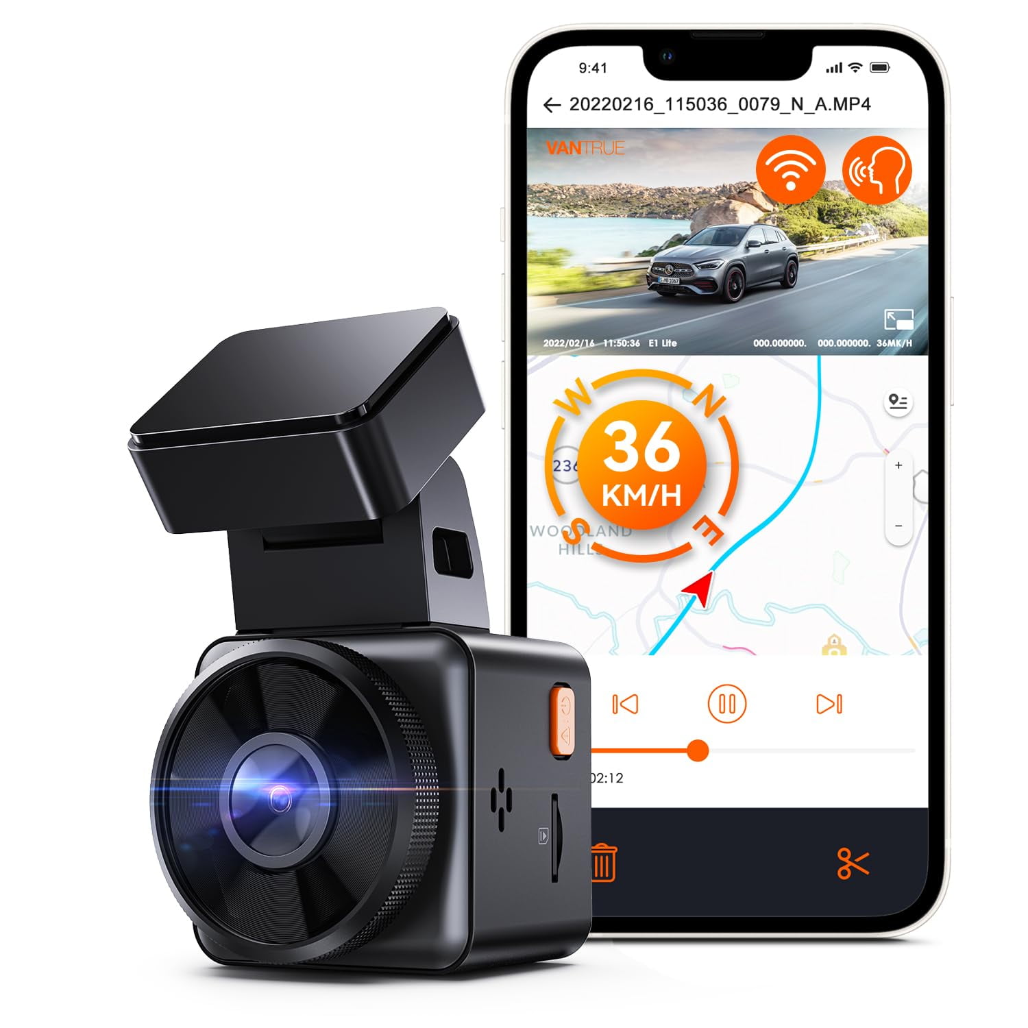 Dash Cam Vantrue E1 Lite 1080p Wifi Con Control De Velocidad Gps