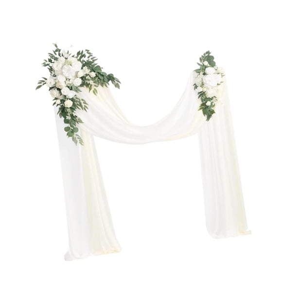 Arco De Boda Con Flores Y Cortinas Verdes Para La Boda Festiva Del Día De San Valentín