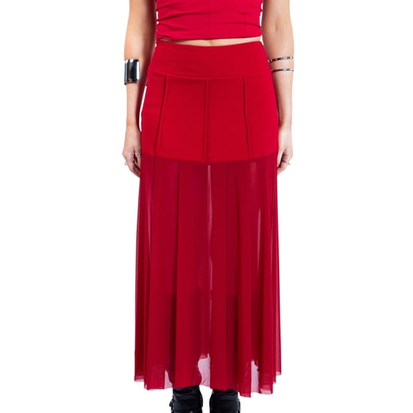 Jess de Meiko Falda Maxi de Doble Capa para Mujer Roja L