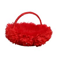 Bothyi - Cesta De Flores Para Niña, Decoración De Encaje, Cesta De Boda Fariy Para Restaurante, Hotel, Patio, Rojo