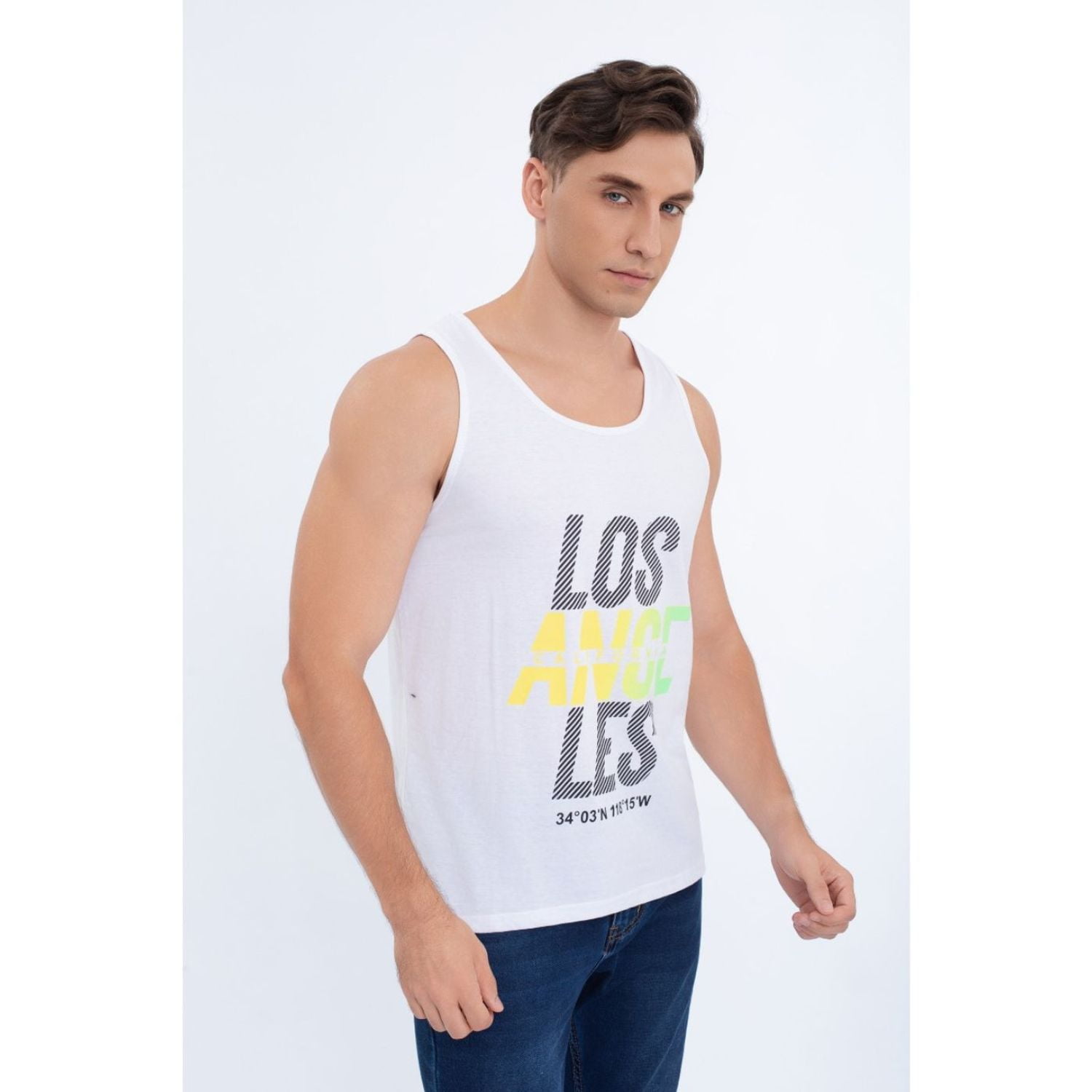 Likeshop - Polera Musculosa Hombre Sin Mangas Colores Los Angeles 7605