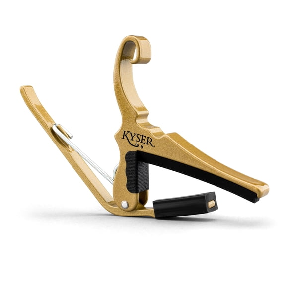 Cejilla Kyser Quick-Change para guitarra acústica de 6 cuerdas, color dorado