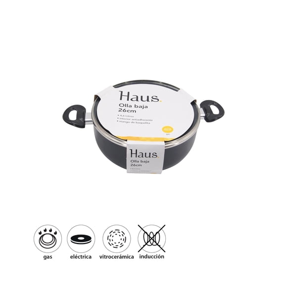 Olla Baja 26cm 4,6L Prensado Antiadherente 1 Pieza, 1 Un