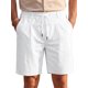 thumbnail image 1 of INSPIRE CHIC Pantalones Cortos de Lino con Cintura Elástica y Cordón para Hombre para Vacaciones en la Playa S Blanco, 1 of 5