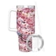 thumbnail image 3 of Flor de Cerezo Vaso aislado de acero inoxidable con asa, diseño temático, regalo para familia, amigos y fans; incluye pajita y encaja en el portavasos estándar, 40 oz, 3 of 6