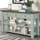 thumbnail image 2 of 48'' Solid Pine Wood Top Console Table, Modern Entryway Sofa Side Table with 3 Storage Drawers and 2 Shelves. Easy to Assemble (Retro Blue + Brown Top)(Old SKU W120246666), 2 of 3