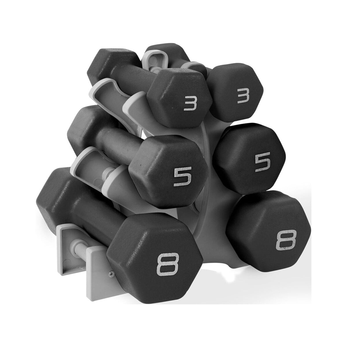 Set Mancuernas Cap 32lb Neoprene Con Rack Hexagonal Negro