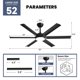 thumbnail image 4 of Ventilador de techo industrial CROSSIO 132 cm negro con LED y control remoto, 4 of 9