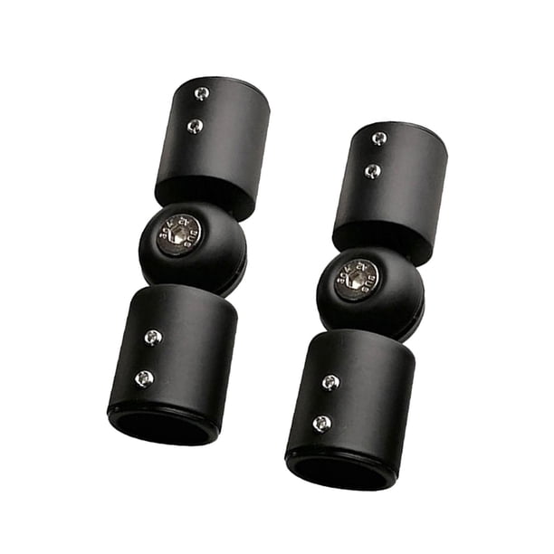 Conector de esquina para barras de cortina, ángulo ajustable para barras de cortina para bahía, puertas de vidrio de baño, conector de bisagra con tor 25mm negro mate