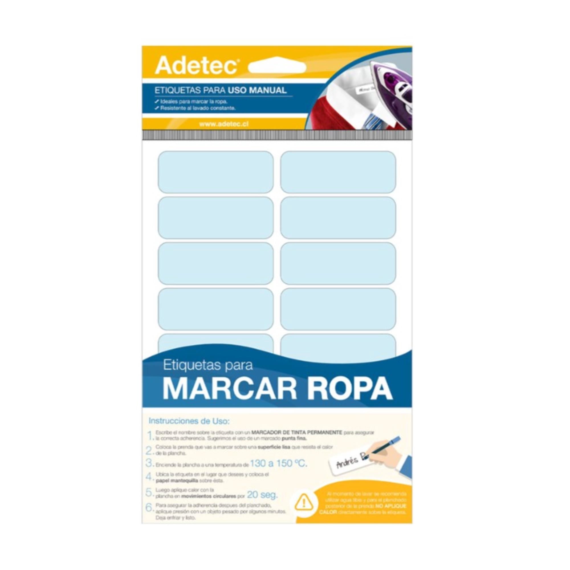 Etiquetas Para Ropa, Marcador Color Liso Adetec