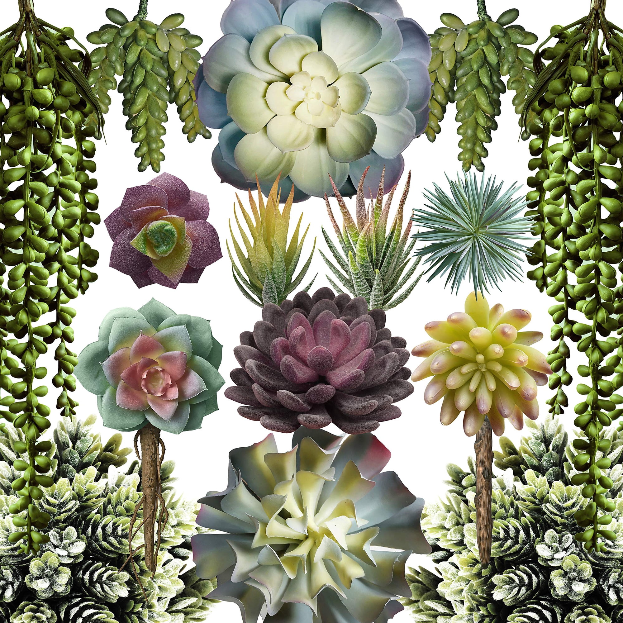 Plantas Suculentas Artificiales Caqpo, Paquete De 15 Unidades, De Primera Calidad, Sin Maceta