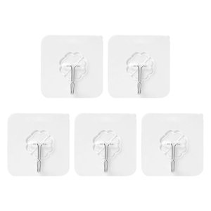 Magideal - Ganchos Autoadhesivos De 5 Uds., Ganchos De Pared Transparentes Para Puerta De Baño, Mejora Del Hogar
