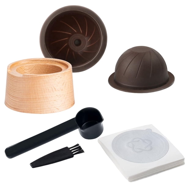 Portafiltros para cápsulas de café, práctico cepillo de acero inoxidable con tapa de sellos de papel de aluminio de 20 piezas, portátil reutilizable