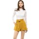 thumbnail image 3 of INSPIRE CHIC Pantalones Cortos Elegantes de Mujer con Lazo Autoadherente, Cintura Alta Tipo Bolsa de Papel, Plisados, XL Amarillo, 3 of 8