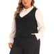 thumbnail image 4 of Chaleco de Traje Escolar para Mujer de Talla Grande Agnes Orinda, Doble Botonadura, Cuello Vintage con Solapa, Chaleco Elegante con 2 Bolsillos 4X Negro, 4 of 6