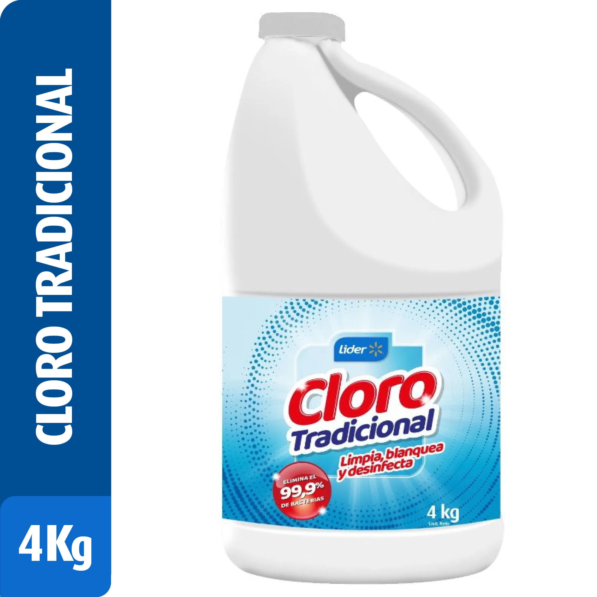 Cloro Líquido Tradicional Desinfectante Solución 5% Botella 4 kg Lider
