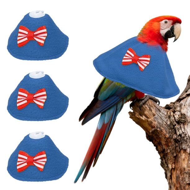 Collares para Aves Uxcell, Collar Cónico Protector de Recuperación, Conos Ajustables Suaves Anti-Mordeduras para el Cuello de Plumas (Azul, XS, 3 Piezas)