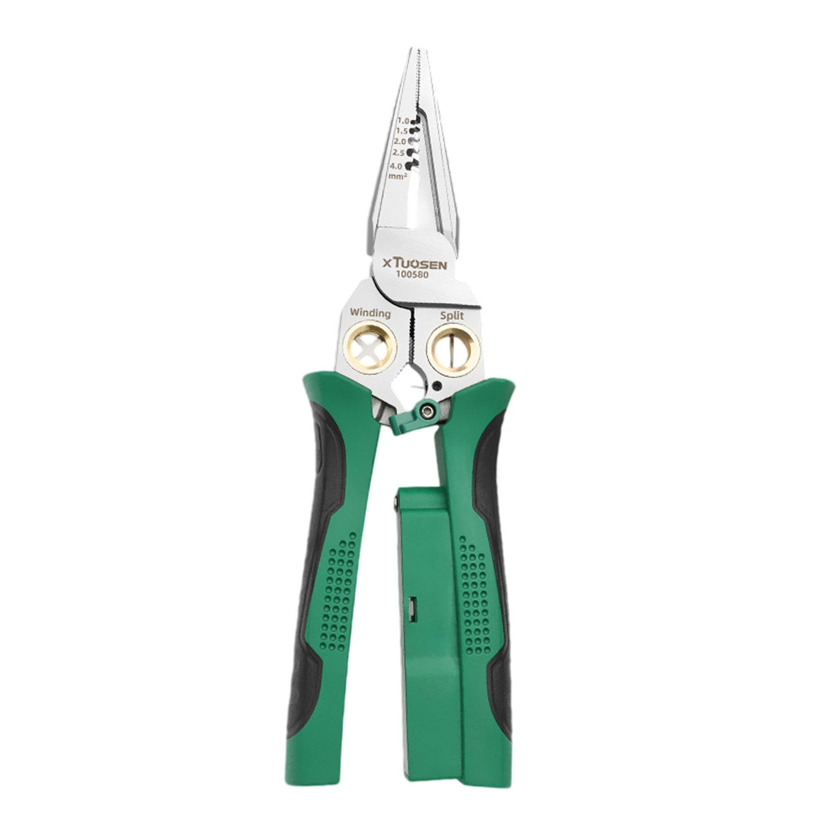 Magideal - Herramienta De Prensado De Alambre, Alicates Pelado De Cables Eléctricos, Alicates De Prensado Cortador De Alambre De Acero Profesional Portátil Compa Con Prueba Eléctrica