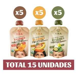 Ama Time - Pack 15X Ama Mix Pure Vegetales Orgánico Papilla Colado Compota