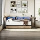 thumbnail image 1 of Corner Bed Frame Twin Size with Bookcase and 2 Underbed Storage Drawers, Modern Twin Bed with LED Light and Charging Station, Grey, 1 of 3