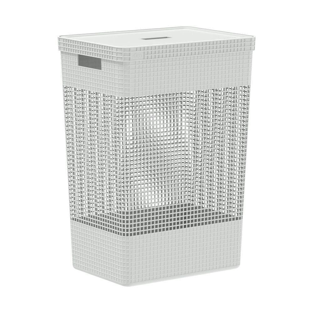 Ou - Cesta De Ropa Grid Con Tapa 49 L Blanco Oceano