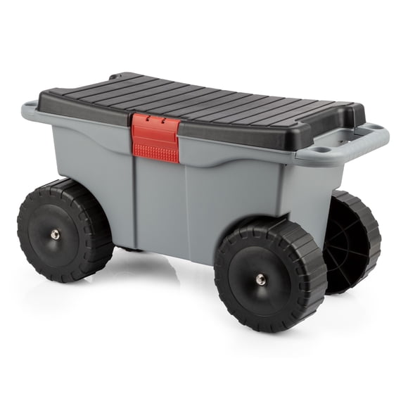 Carrito De Jardín Con Asiento Y Almacenamiento Gris