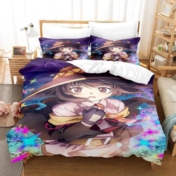Anime KonoSuba Bedding Set,Duvet Cover Comforter Bed Set Quilt Cover Pillowcase, Boys Girls Adults Bed Sheets